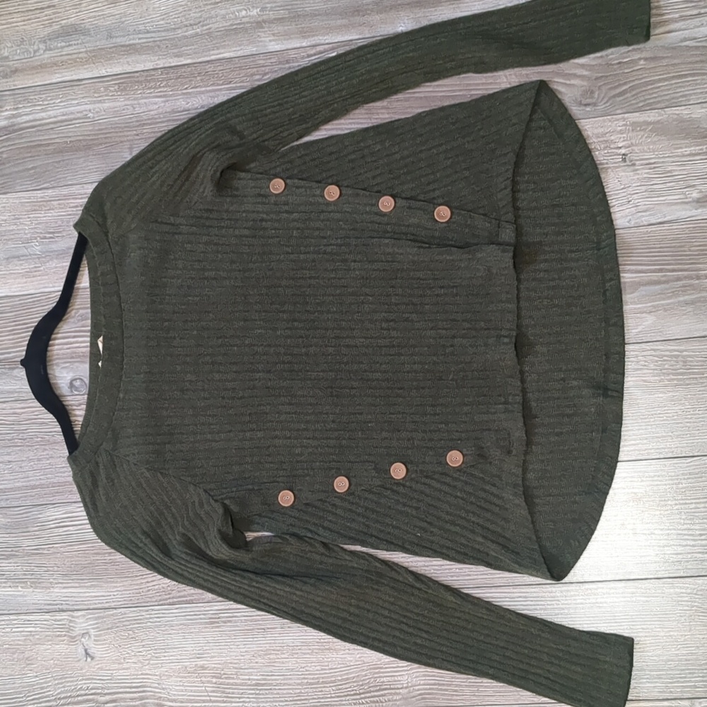 5/$25 Chocolate USA Green Ribbed Sweater Size S